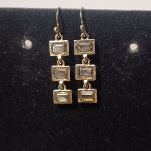 Vintage Gold-toned Bezel-Set Dangle Earrings